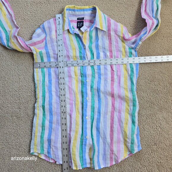 GAP Tops - NWT GAP Linen Stripe Boyfriend Shirt